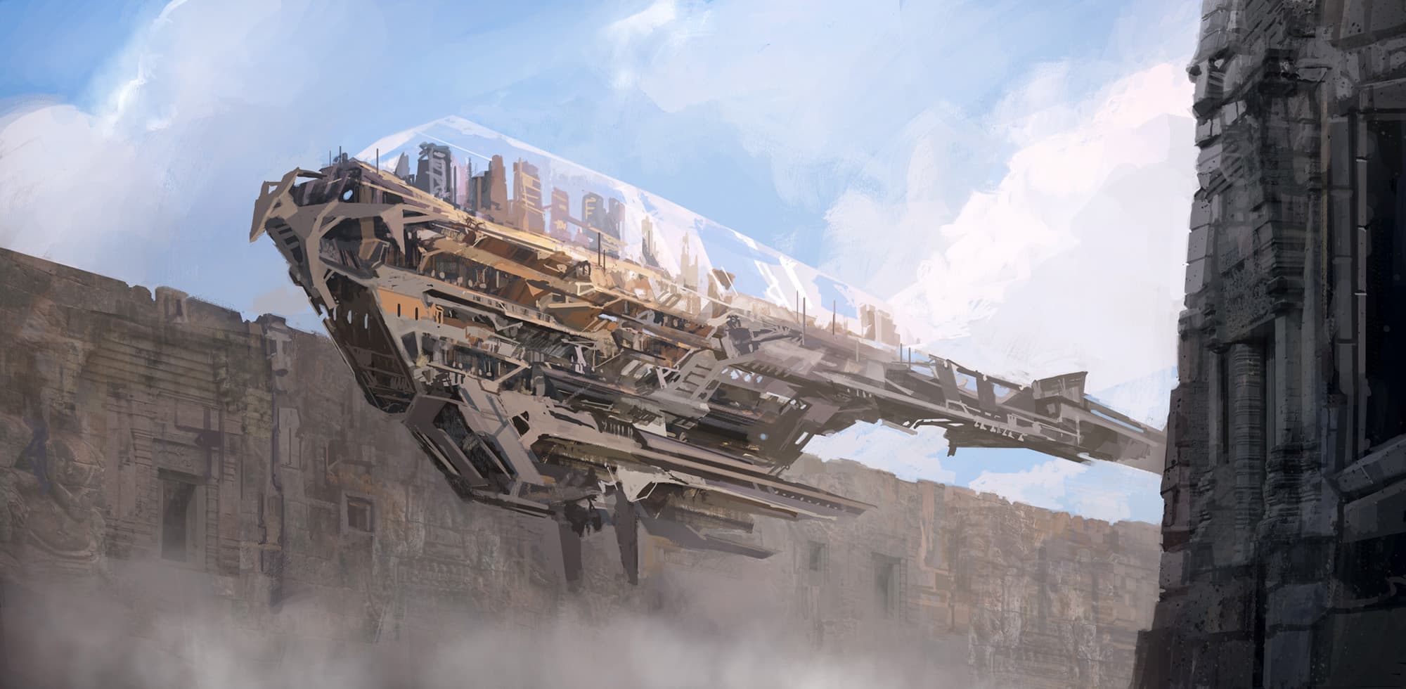 The Valkiria over the ruins