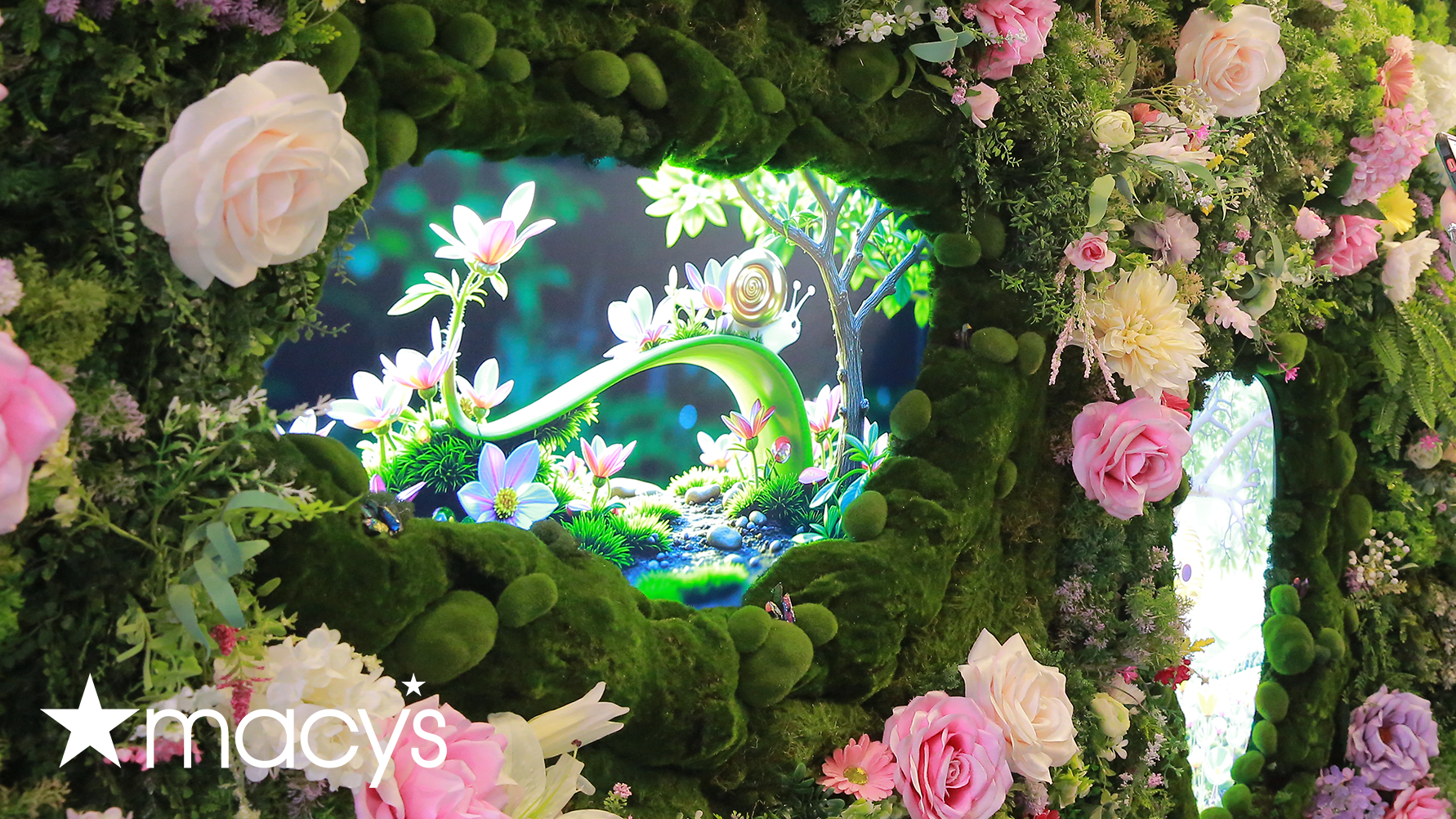 The Macy's Flower Show arch with its screen