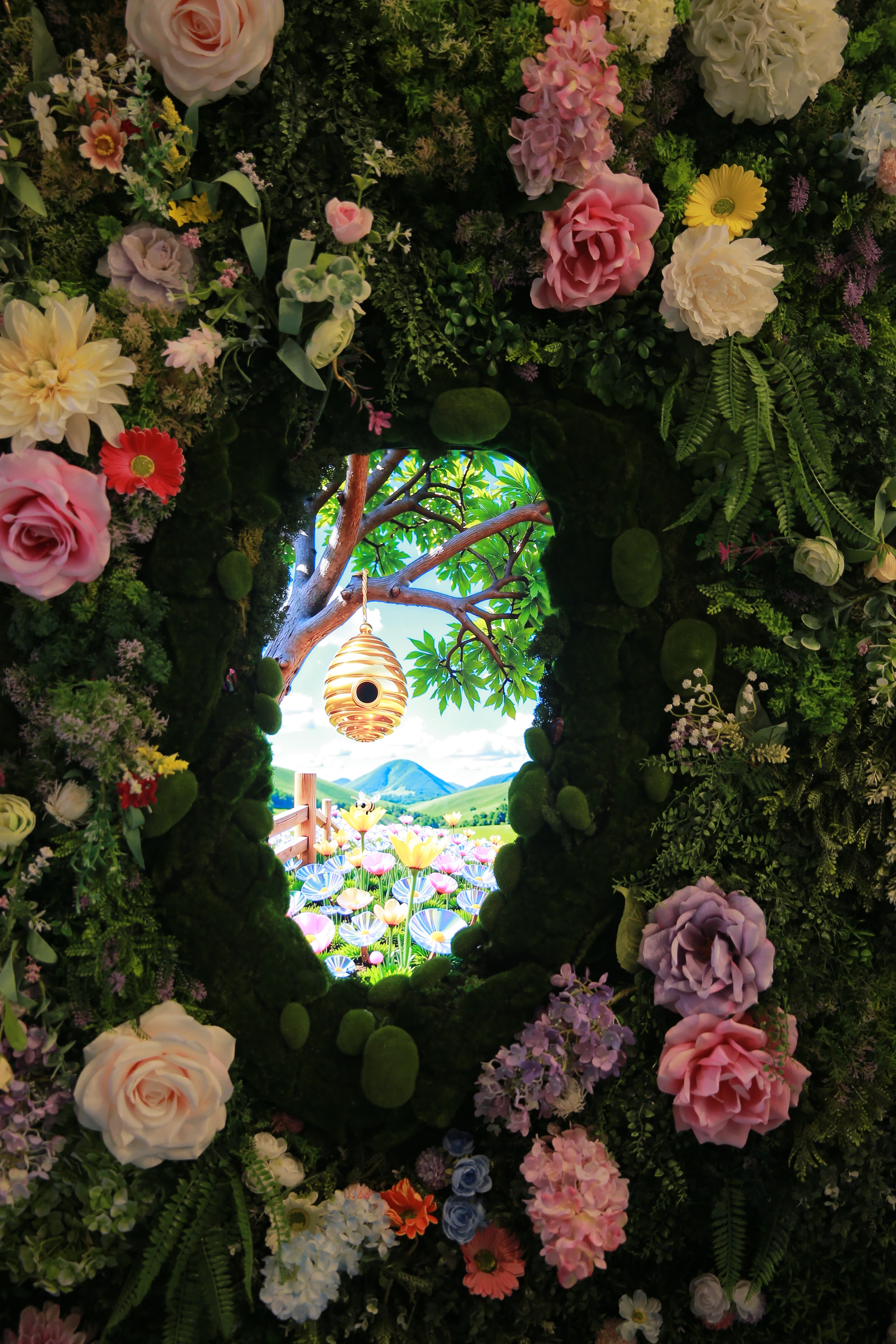 A detail of the floral arch