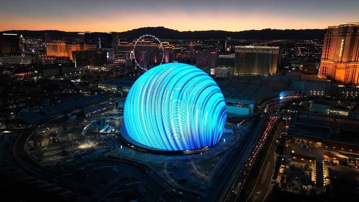 The Exosphere lit over the Strip