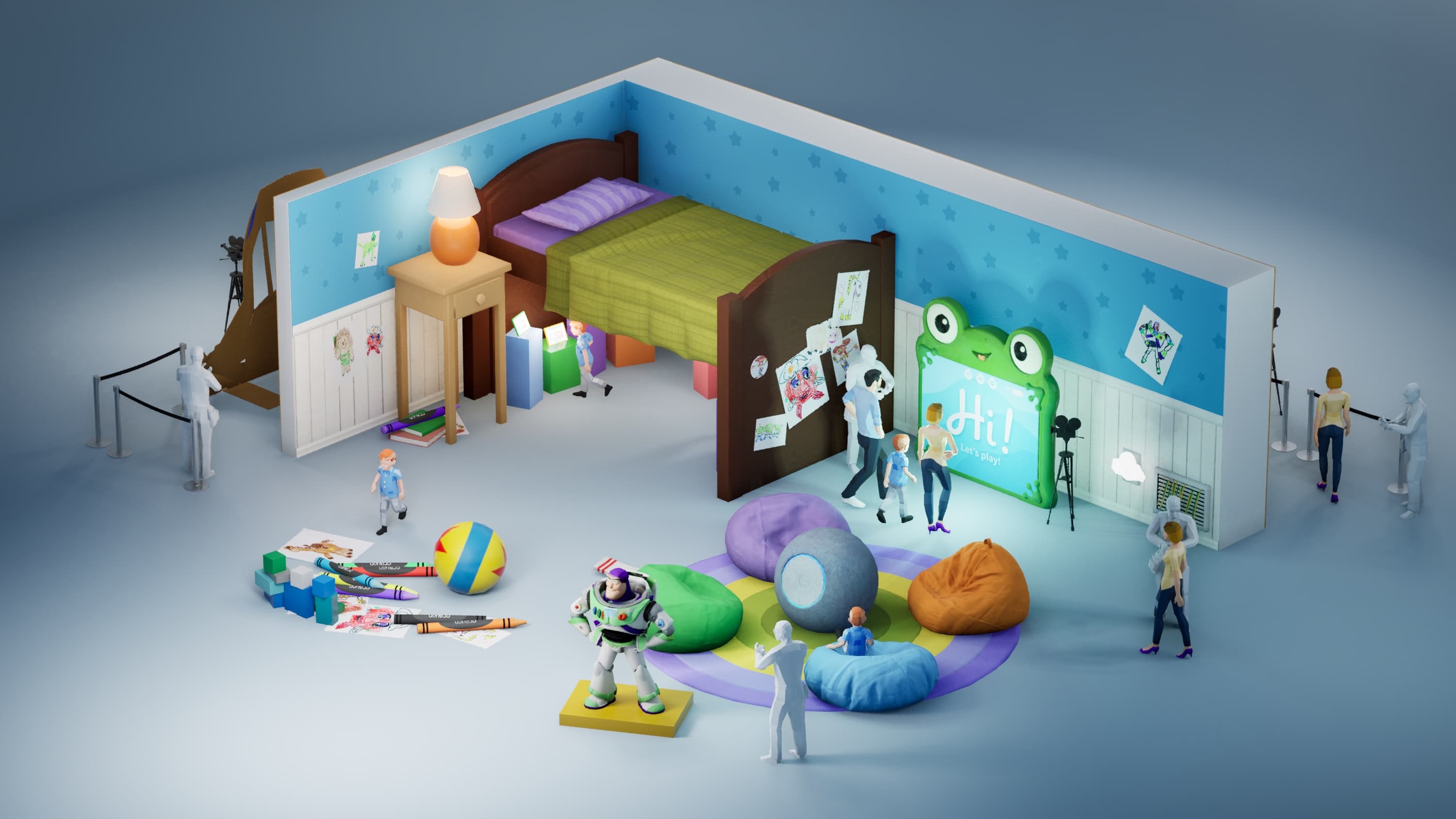 Render of the playroom layout